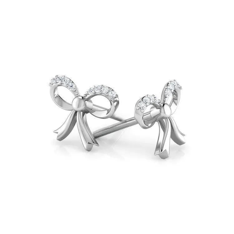 Fashion Bow Cubic Zirconia Stud Earrings Zinc Alloy Jewelry for Women Gift