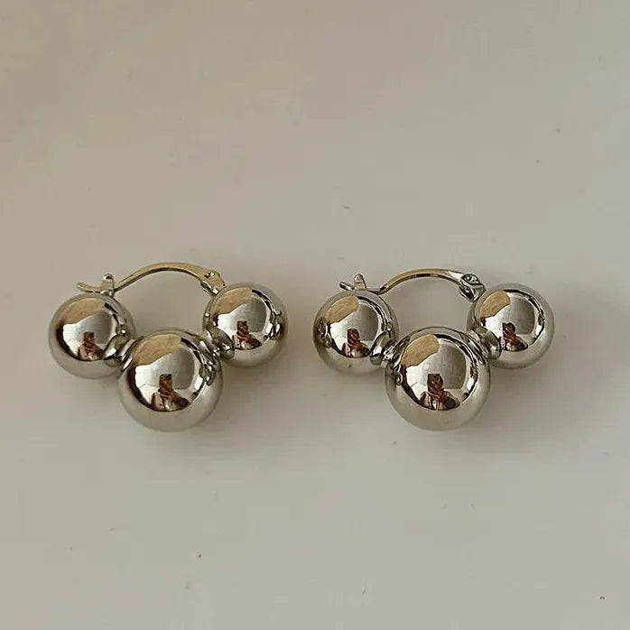 Copper Alloy Metal Ball Stud Earrings European American Style Women 2026