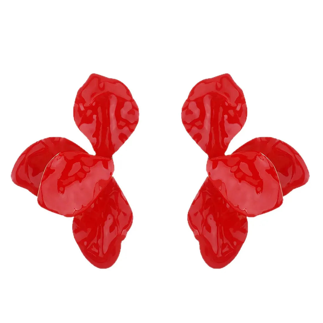 White Oil Drop Big Flower Leaf Earrings for Women Y2K Party Jewelry