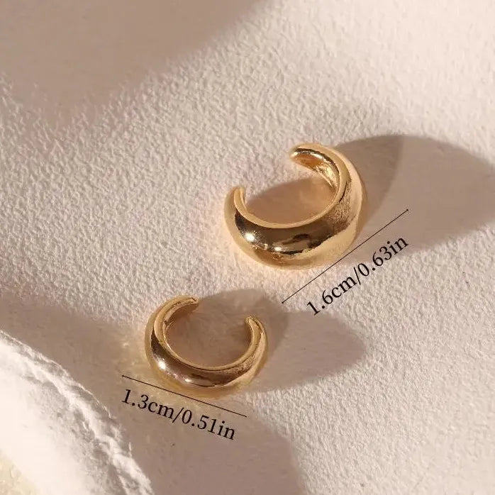 Punk Hip Hop Geometric Metal C-Shape Clip Earrings for Women Party Jewelry