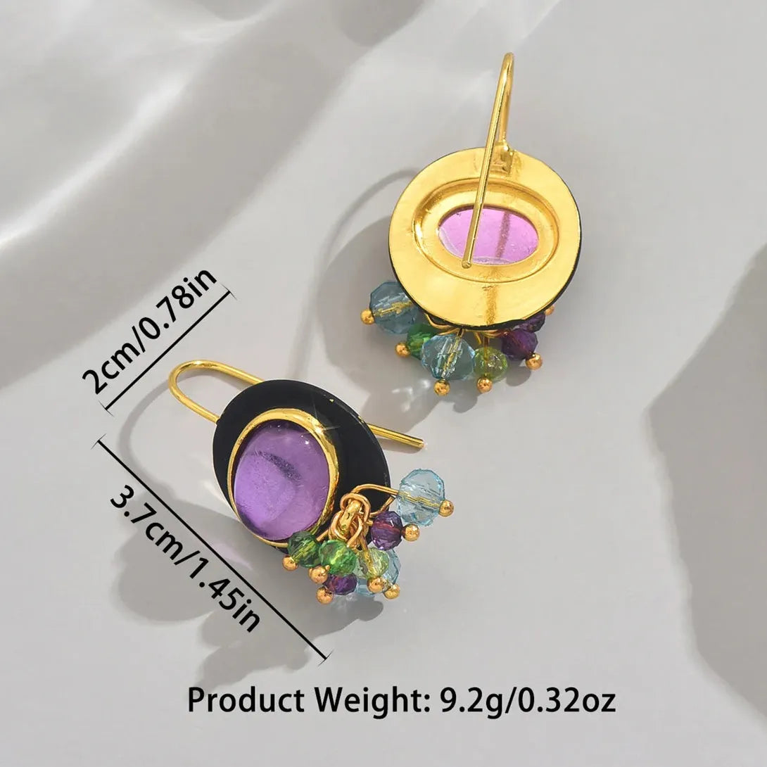 Vintage Bohemian Handmade Zinc Alloy Beaded Pendant Earrings for Women