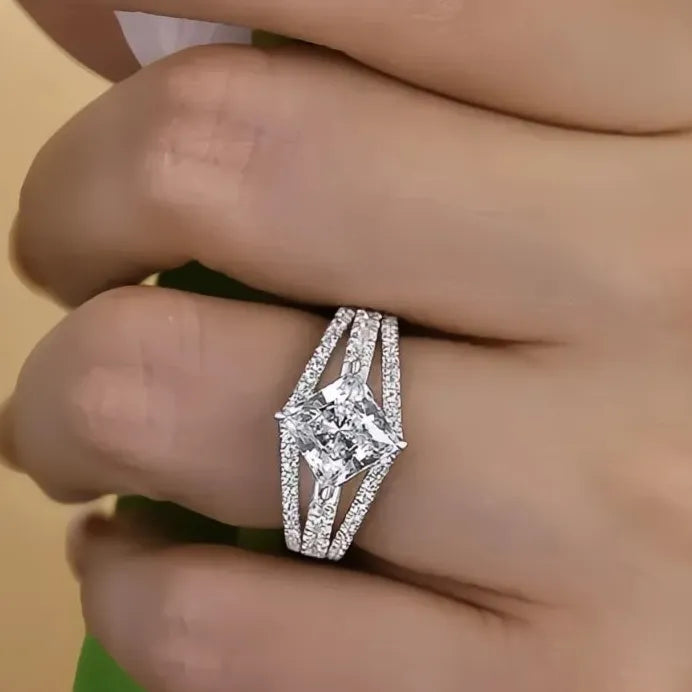 Elegant Geometric Cubic Zirconia Rings for Women Wedding Party Jewelry