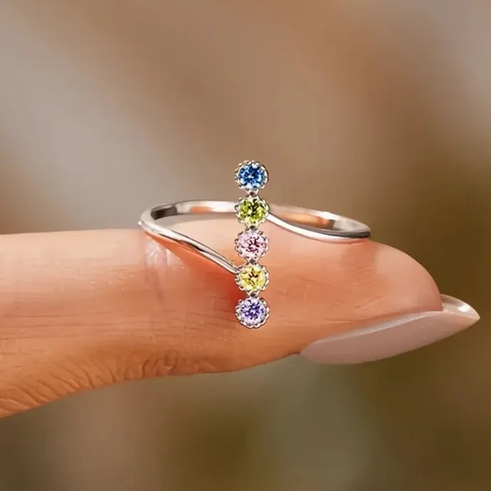Stylish Colorful Cubic Zirconia Geometric Brass Rings for Women