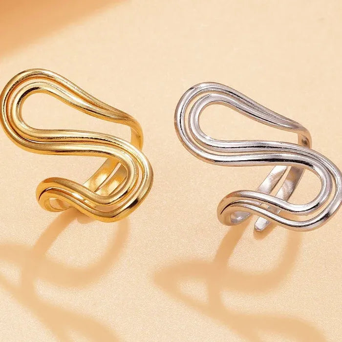 Gold Color Stainless Steel Adjustable Double S-Shaped Ring for Women Jewelry