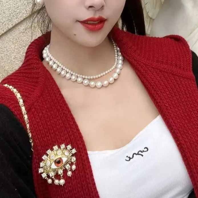 Luxury Sparkling Devil Eyes Brooch Pin for Women Men Classic Style