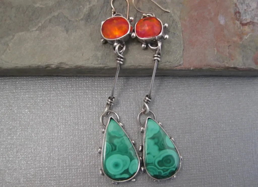 Vintage Geometric Water Drop Resin Zinc Alloy Dangle Earrings for Women