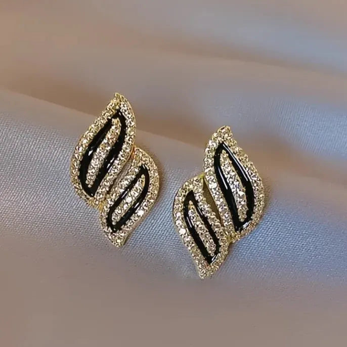 Geometric Cubic Zirconia Stud Earrings for Women in Copper Alloy Jewelry