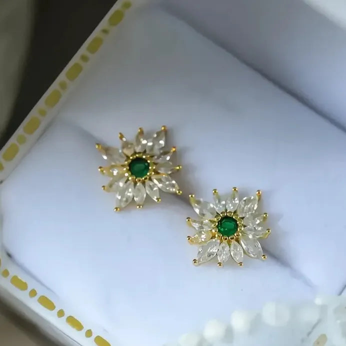 Luxury Gold Geometric Cubic Zirconia Stud Earrings for Women