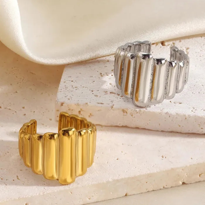 Adjustable Stainless Steel Geometric Open Ring Vintage Jewelry Gift for Women Men