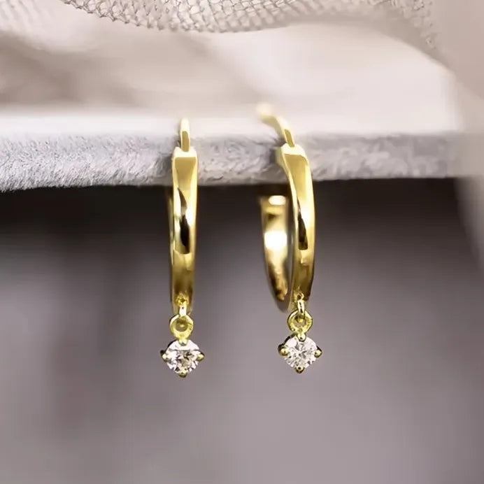 Geometric Gold & Silver CZ Drop Earrings for Women Fashion Jewelry
