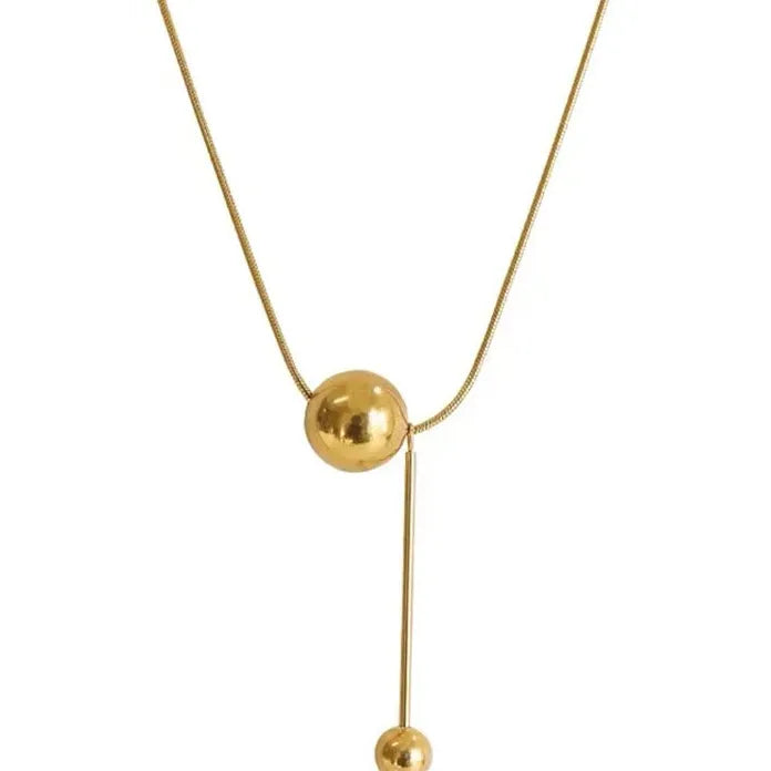 Simple Golden Circle Pendant Stainless Steel Non-Fading Necklace for Women