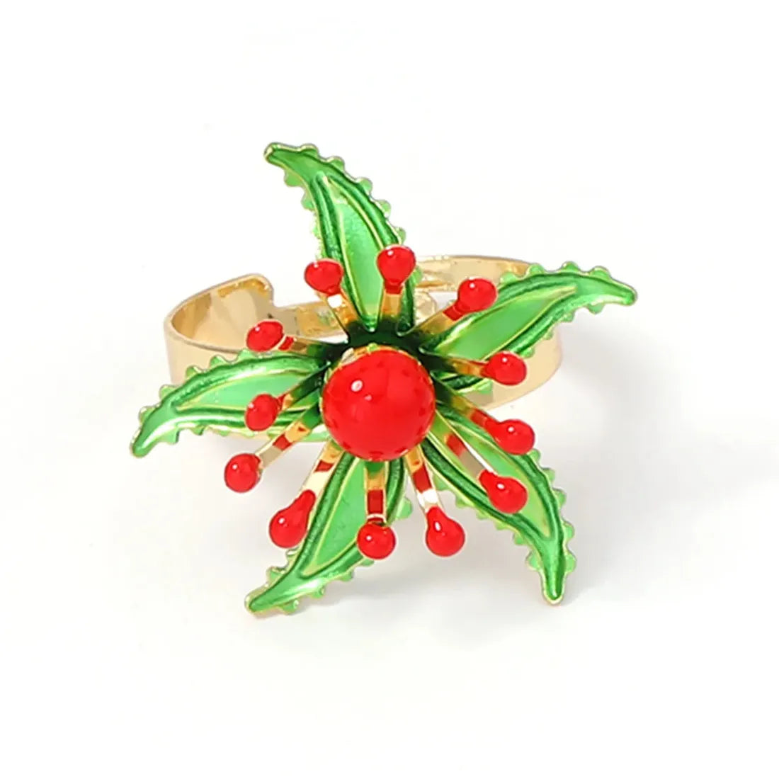 Adjustable Bohemian Flower Plant Pattern Ring for Women Vintage Jewelry