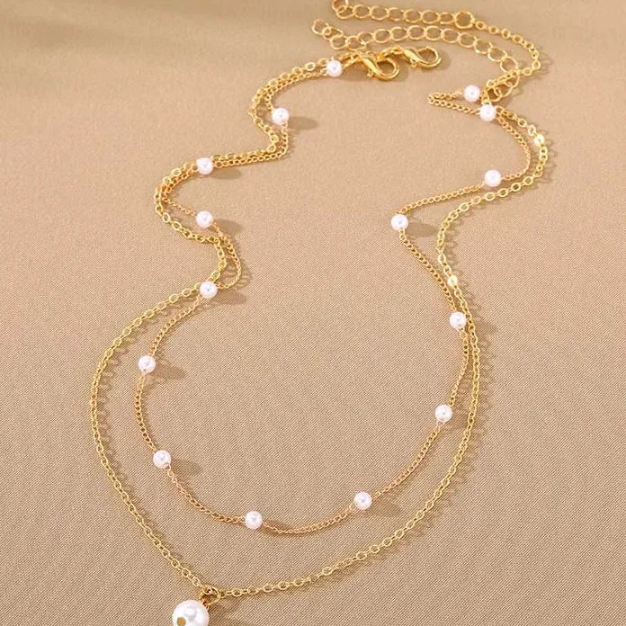 2026 Gold Pearl Choker Necklace for Women Double Layer Fashion Jewelry Gift
