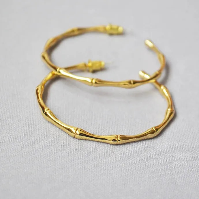 Classic Gold Bamboo Knot Drop Earrings for Women Metal Geometry Jewelry Gift