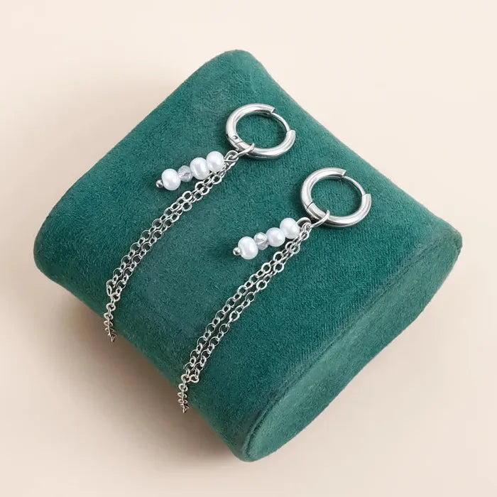 Vintage Pearl Crystal Drop Earrings and Necklace Set for Women Zinc Alloy