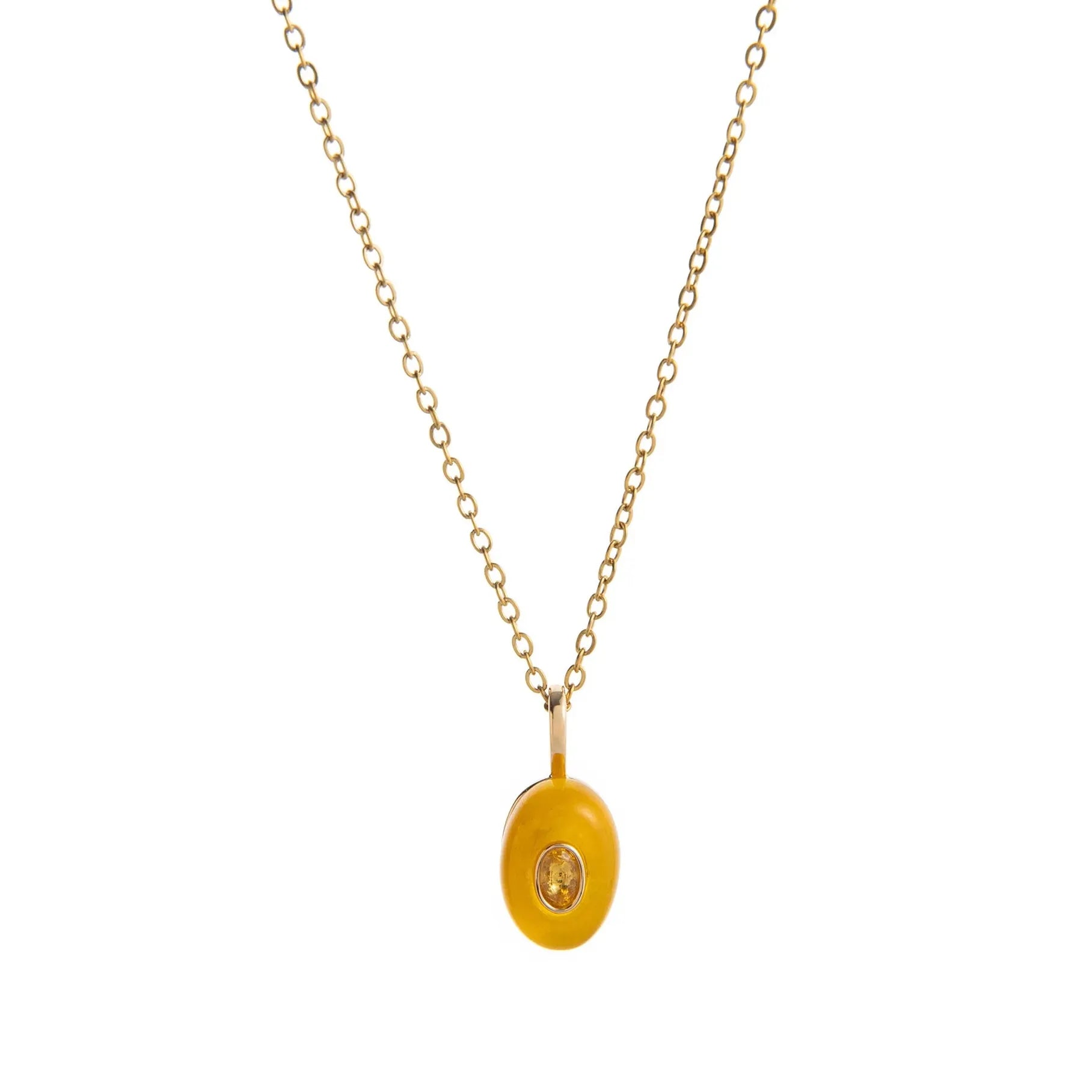 18K Gold Plated Stainless Steel Oval Multicolor Zircon Pendant Necklace Choker