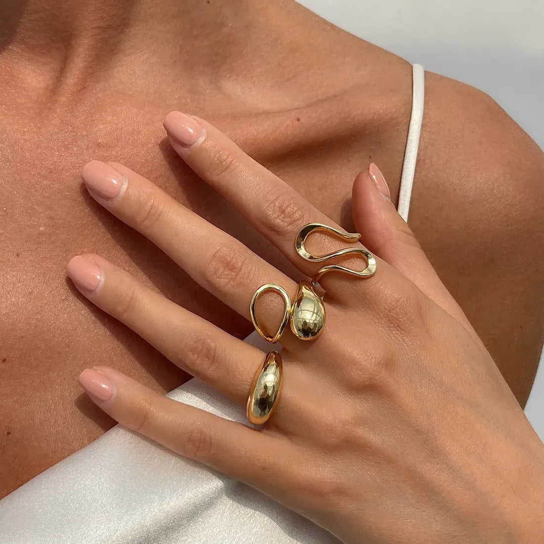 4Pcs Punk Geometric Square Open Rings for Women Men Fashion Jewelry