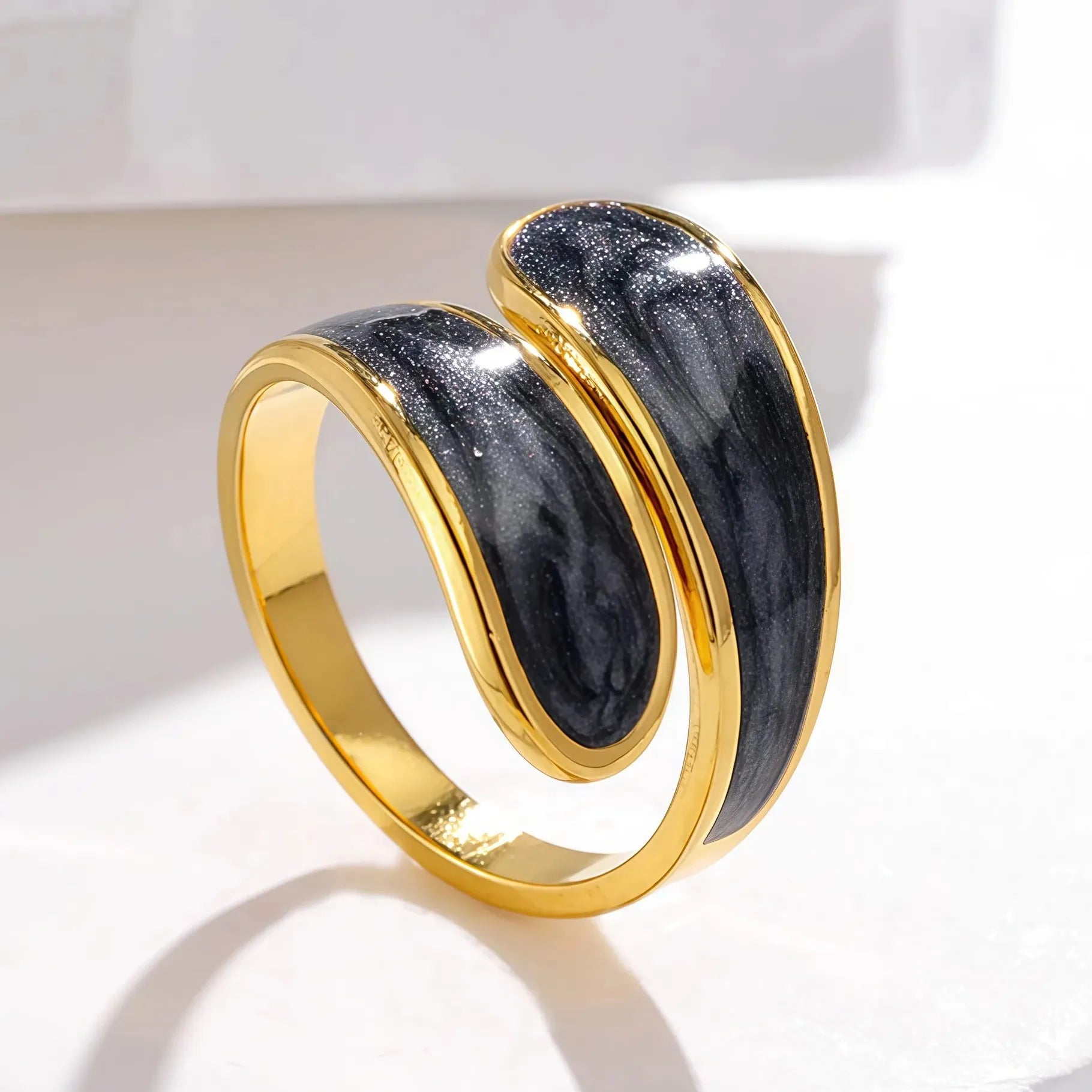 Stainless Steel Unisex Open Rings Geometric Drip Oil Design Waterproof Jewelry