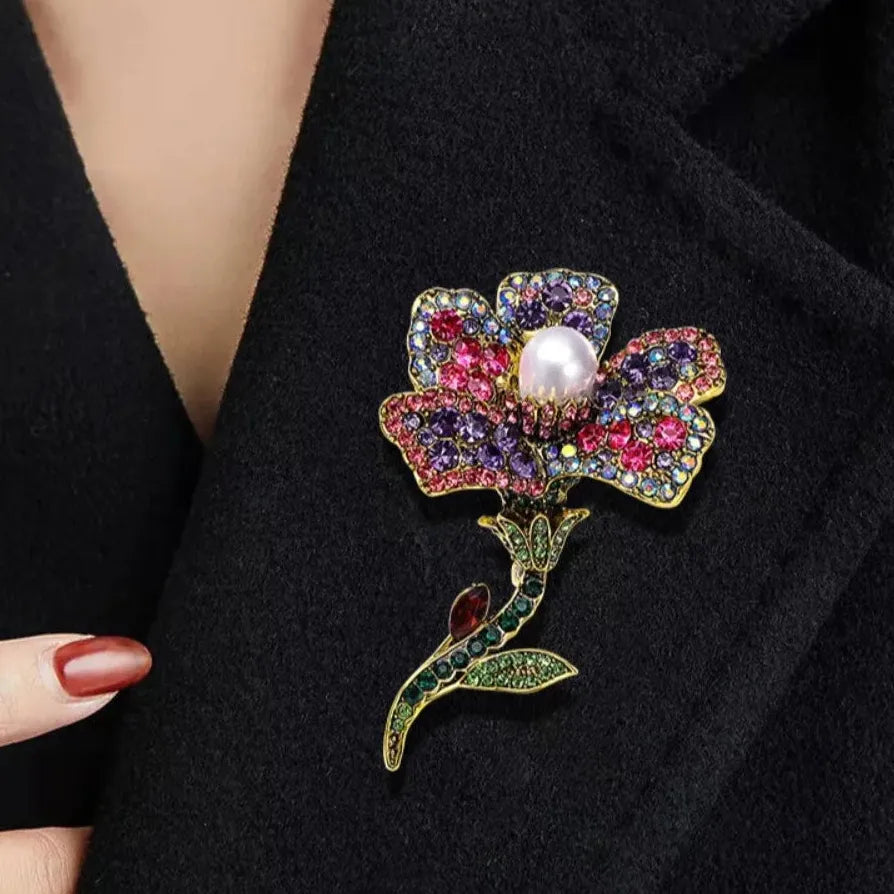 Classic Heavy Duty Flower Brooch Pin for Men and Women