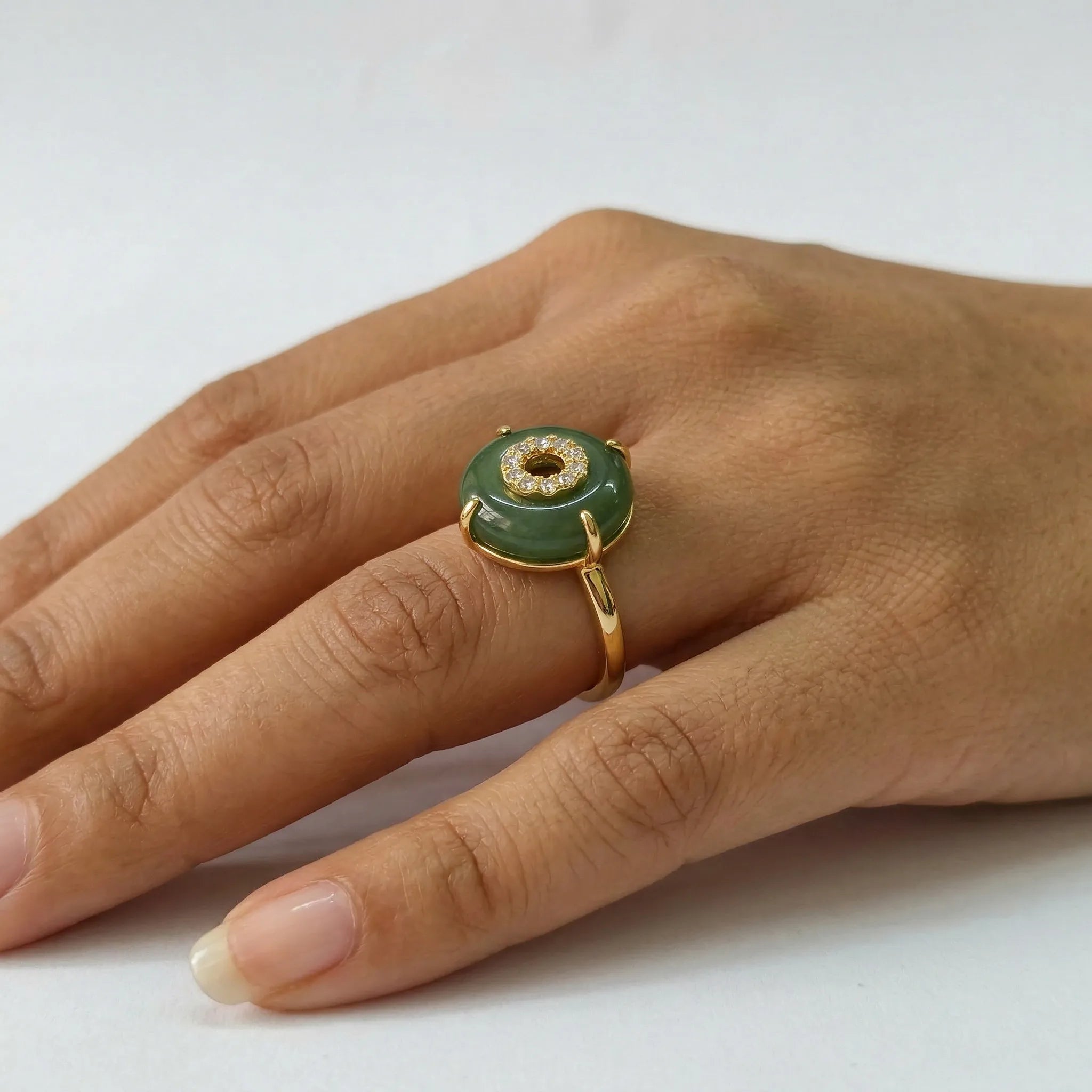 18K Gold Plated Green Donut Stainless Steel Ring for Women Wedding Jewelry