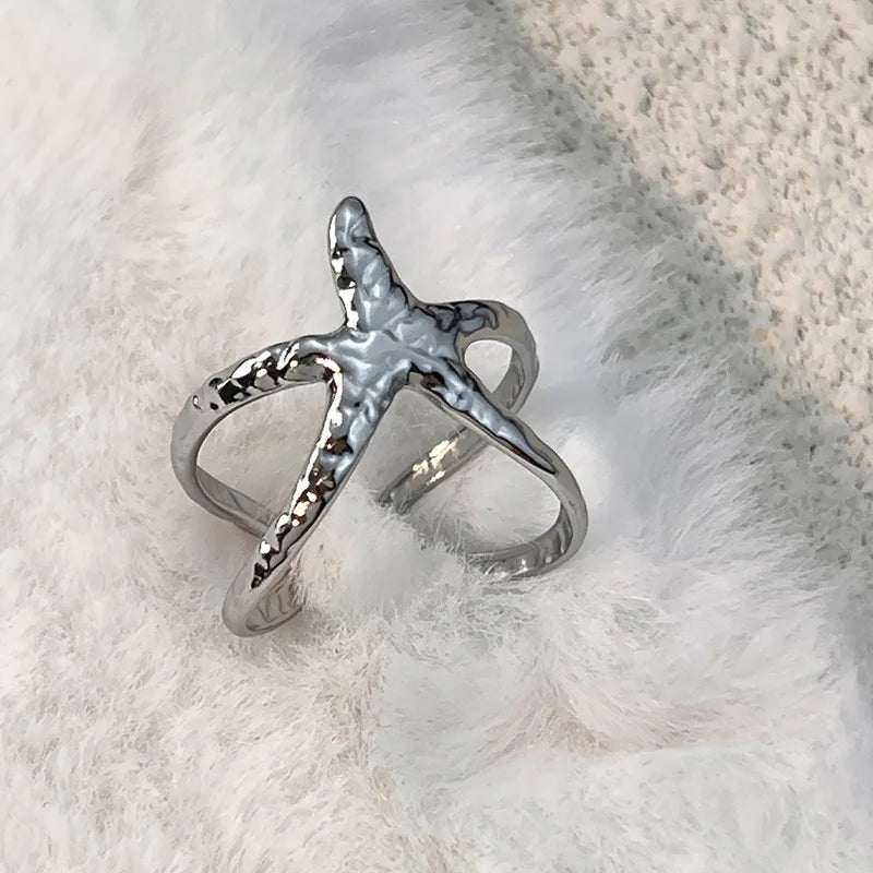 316L Stainless Steel Ocean Series Rings for Women Sea Star Crab Butterfly Hypoallergenic