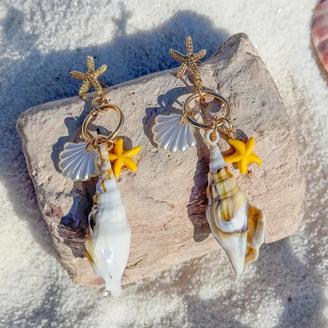 Bohemian Conch Shell Drop Earrings Zinc Alloy Summer Gift for Girls