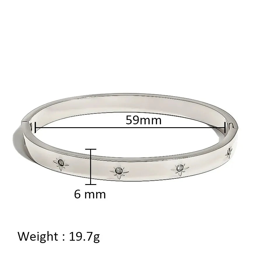 Waterproof Stainless Steel Multicolor Crystal Zirconia CZ Bangle Bracelet Women