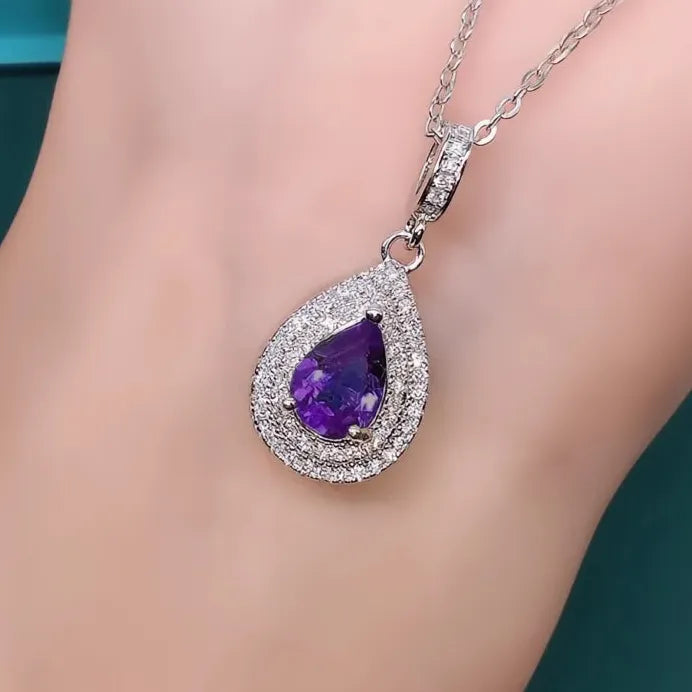 Elegant Water Drop Pendant Necklace for Women Cubic Zirconia Wedding Jewelry