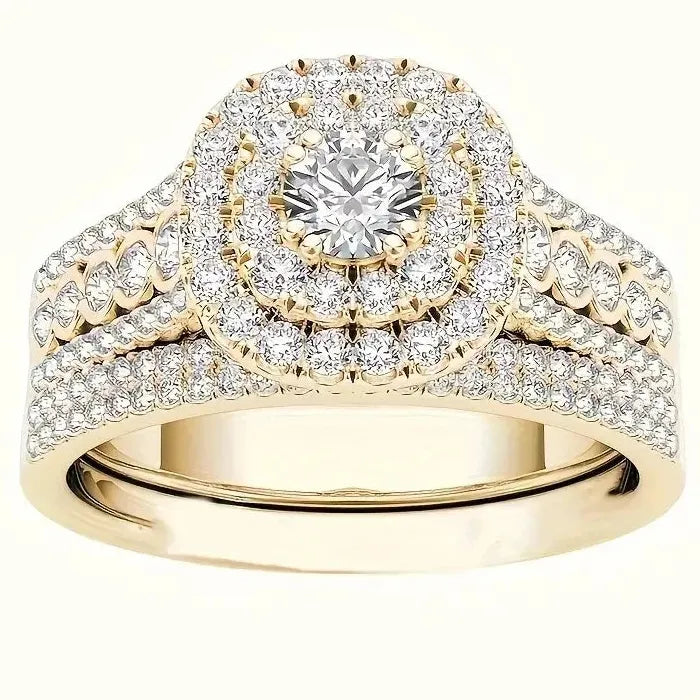 European American Hot Sale Women's Ring Golden Simple Zinc Alloy Acrylic Ring