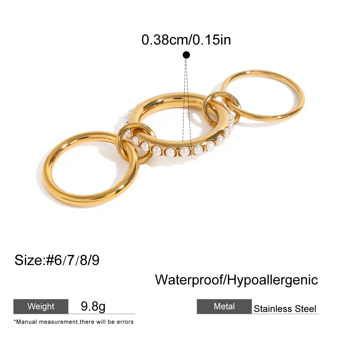 Stackable Two-Color Multilayer Four-Ring Stainless Steel CZ Zircon Jewelry Set Hypoallergenic