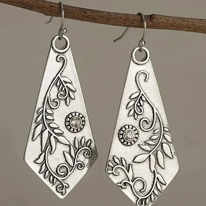 Geometric Bohemian Zinc Alloy Drop Earrings for Women Daily Wear Retro Style