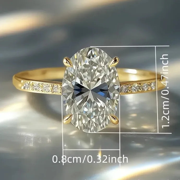 Oval CZ Cubic Zirconia Wedding Party Ring Brass Simple Design for Women