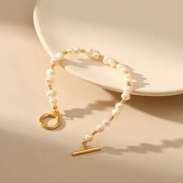 Bohemian Freshwater Pearl Bracelet for Women Girls Copper Bangle Charm