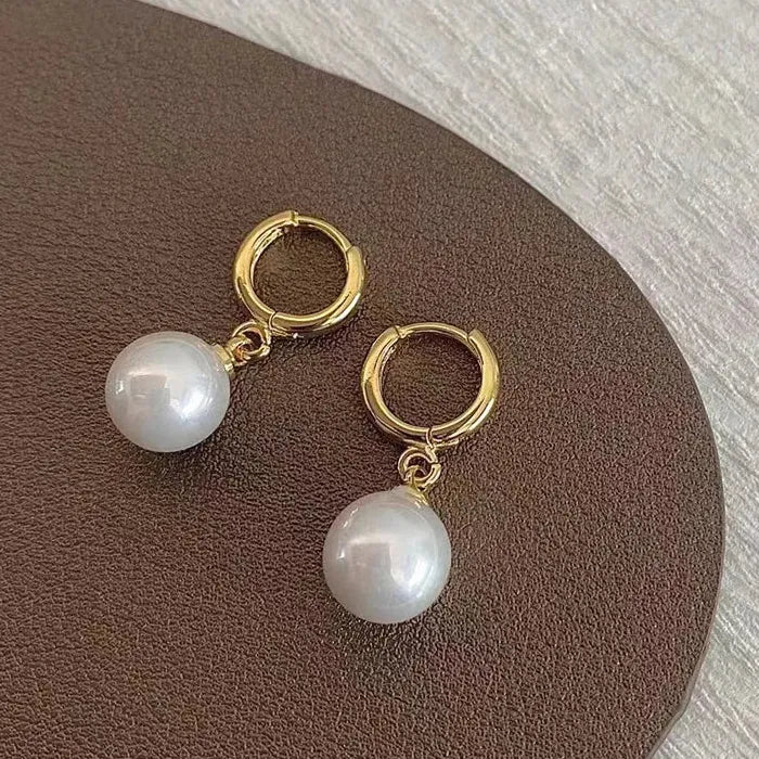 2026 Pearl Drop Round Hoop Earrings Stainless Steel Wedding Jewelry