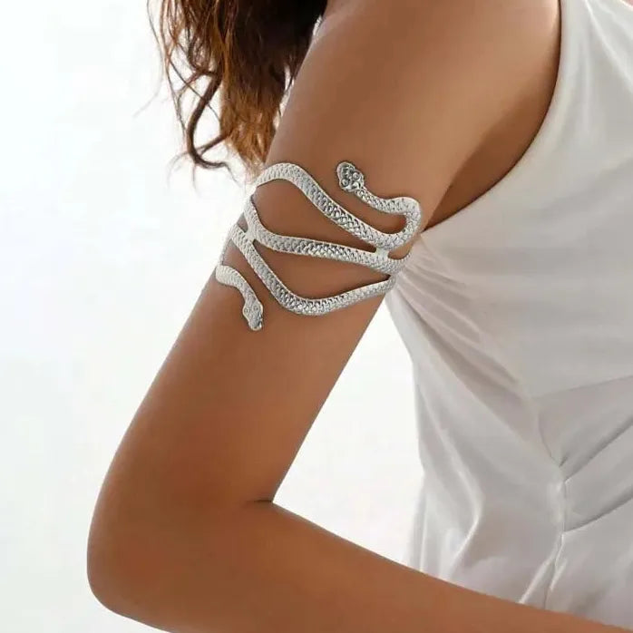 Vintage Gold Snake Shape Adjustable Cuff Bracelet for Women Symbolic Jewelry