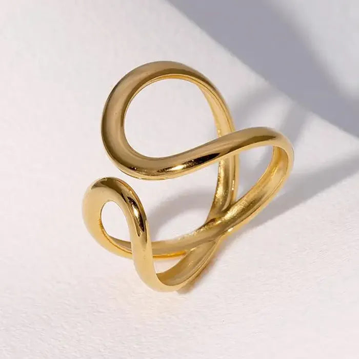 Vintage Stainless Steel Geometric Open Cocktail Ring for Women Men Gift Party