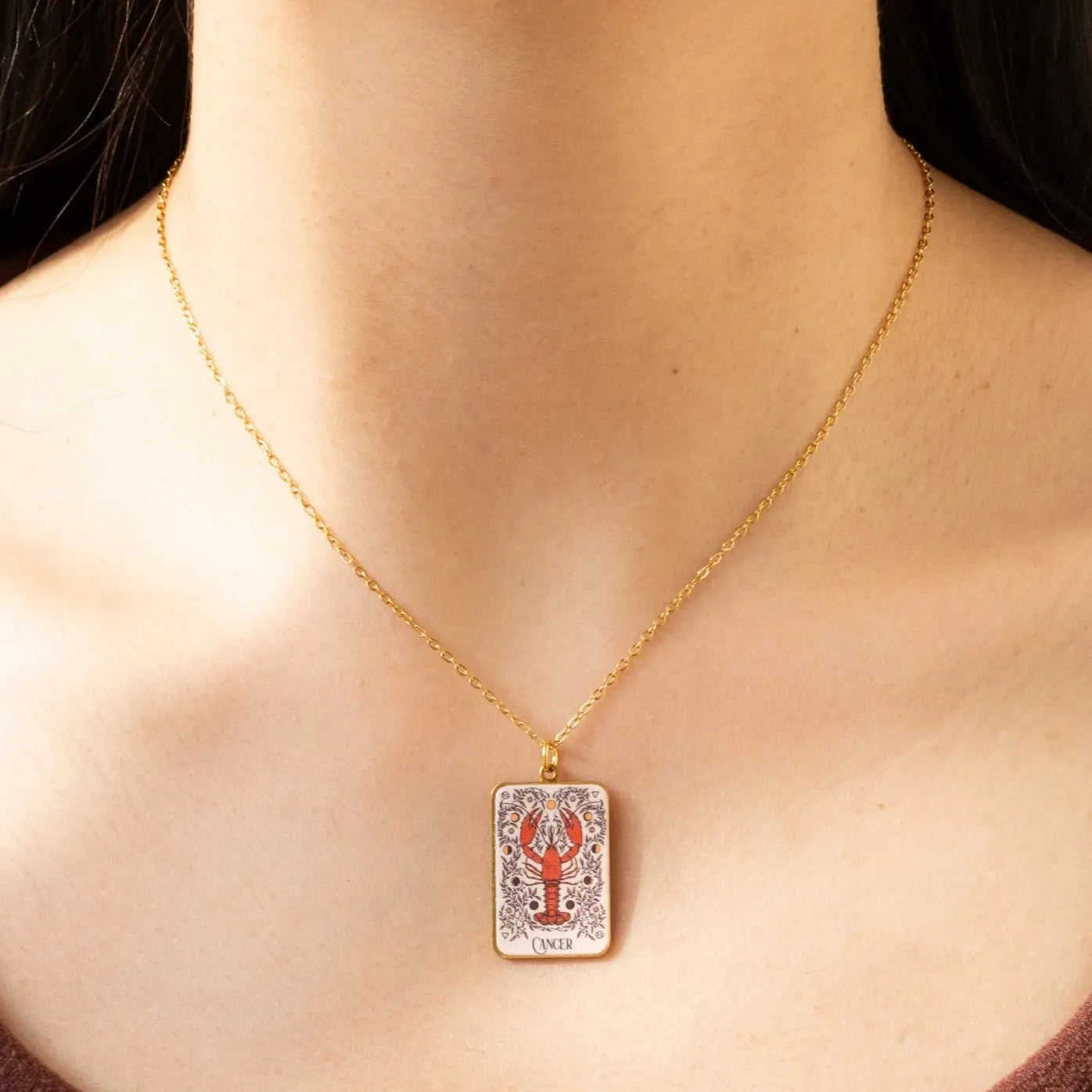 18k Gold Plated Stainless Steel Geometric Pendant Necklace for Women Stylish