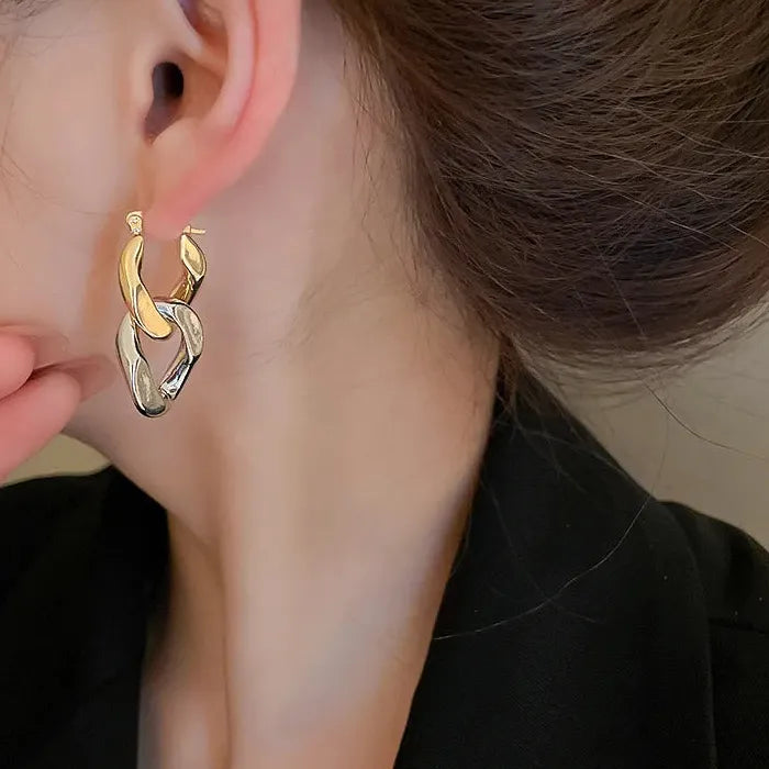 Luxury Geometric Gold & Silver Copper Drop Earrings for Women Y2K Jewelry