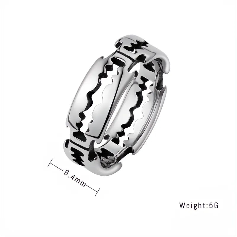 Korean Style Punk Razor Blade 316L Stainless Steel Couple Rings for Men Women
