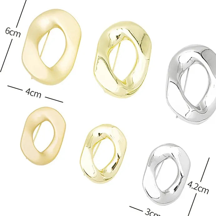 Geometric Zinc Alloy Circular Brooch Punk Rock Jewelry for Women Men