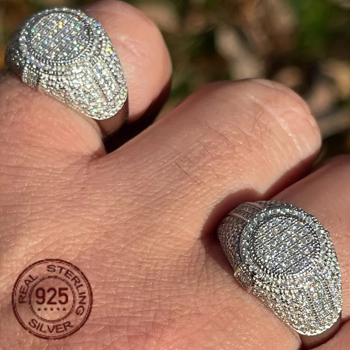 2025 Trendy Solid 925 Silver Iced Hip Hop Pinky Ring for Men – Round Cut Zircon
