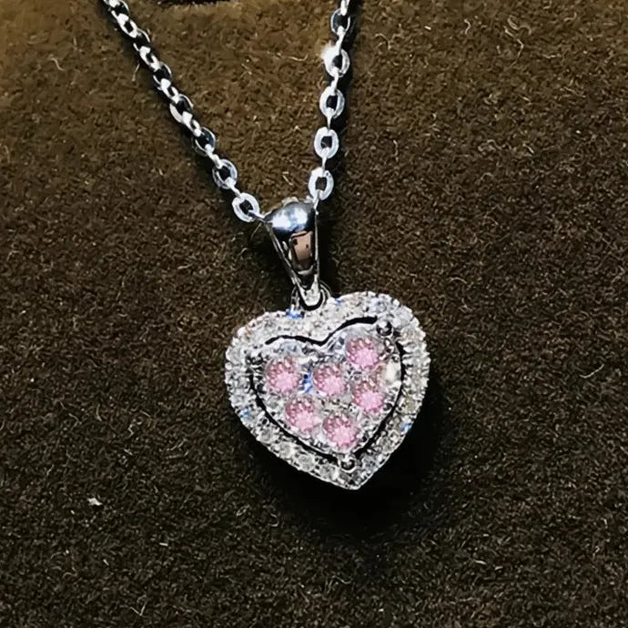 Sweet Heart Pendant Necklace Copper Alloy CZ Romantic Wedding Gift