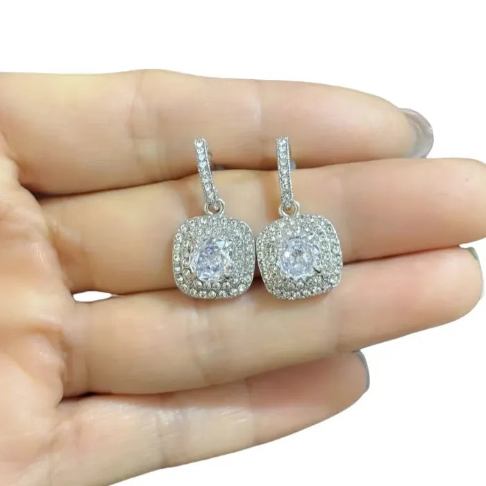 Bohemian Style Cubic Zirconia Pendant Drop Earrings for Women Daily Wear