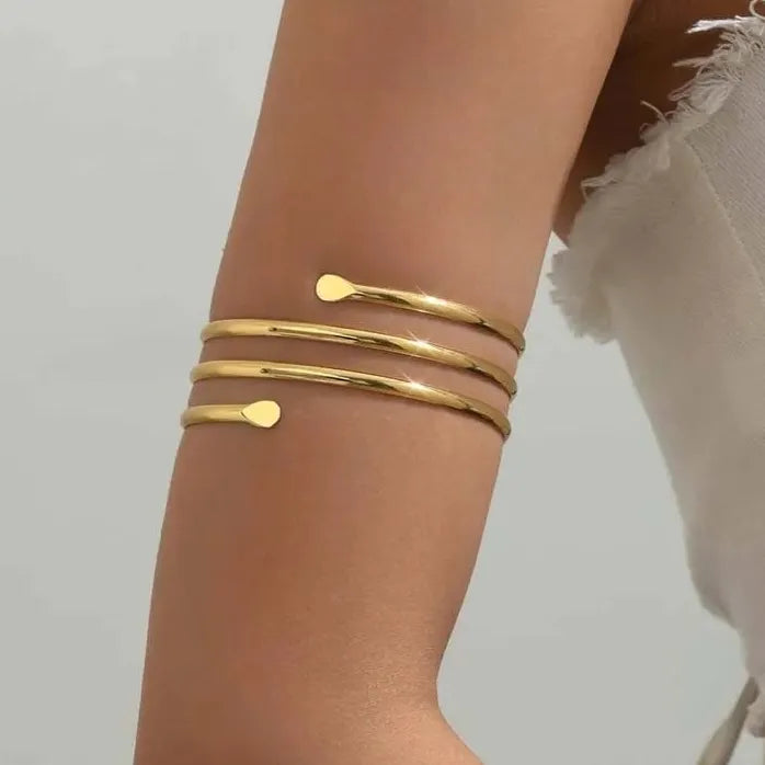Vintage Gold Metal Multilayer Lines Adjustable Cuff Bracelet for Women Jewelry