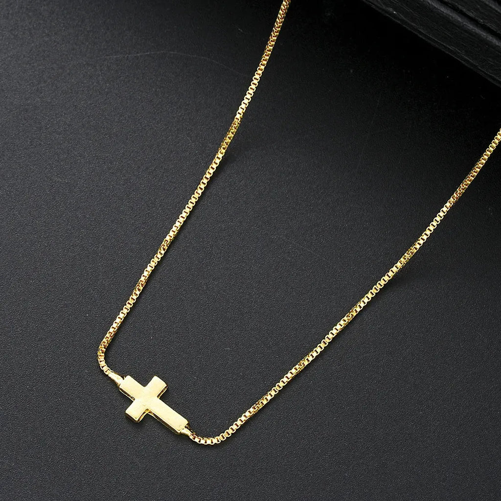 316 Stainless Steel Gold Cross Pendant Necklace Waterproof Hypoallergenic Women Jewelry