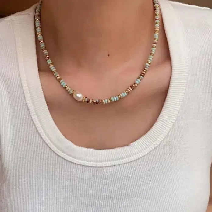 2026 Natural Stone Freshwater Pearl Circle Pendant Necklace Vintage Jewelry Gift
