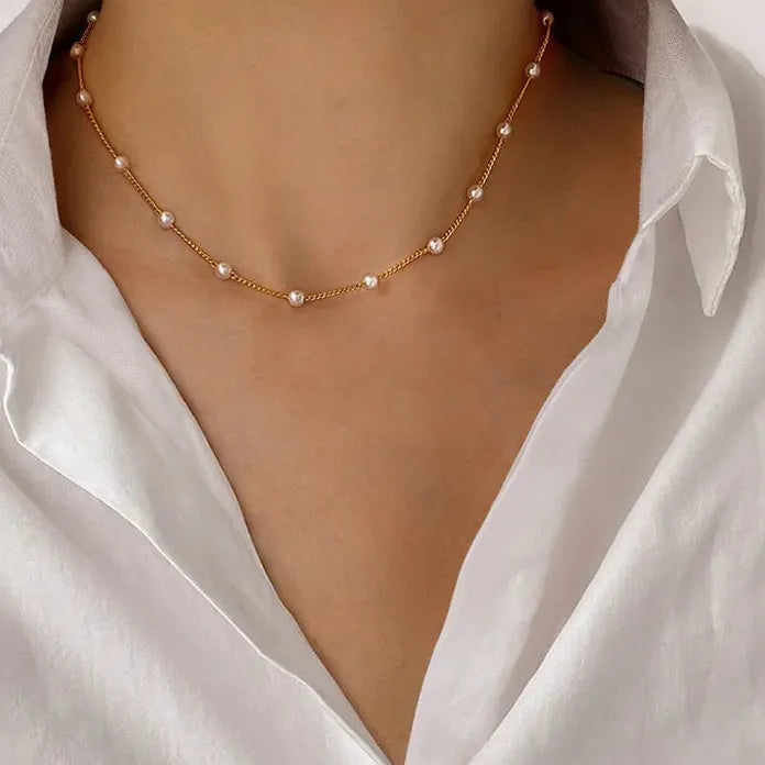 Vintage Simulated Pearl Beaded Necklace for Women Wedding Bridal Gift