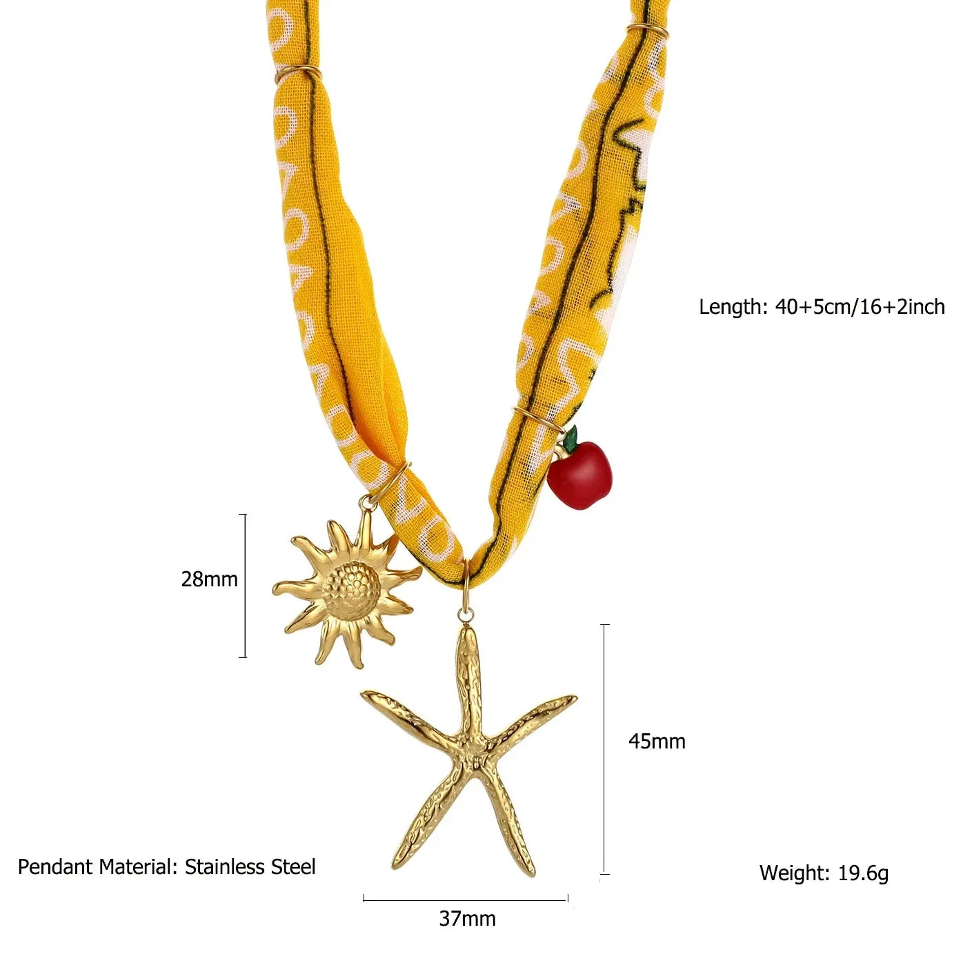 Oversize Starfish Pendant Scarf Necklace Women 18K Gold Plated Choker Jewelry Fashion