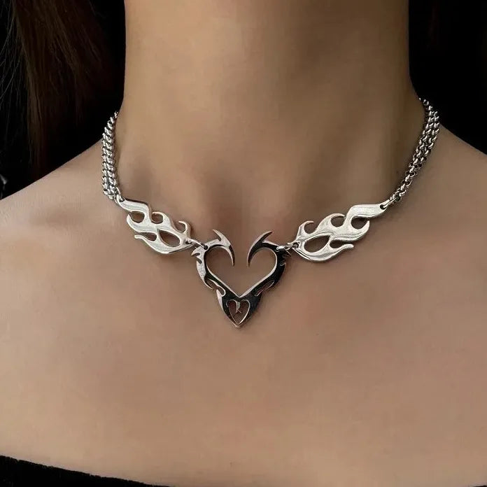 Titanium Steel Rivet Choker Necklace Unisex Punk Hip Hop Metal Collar Jewelry