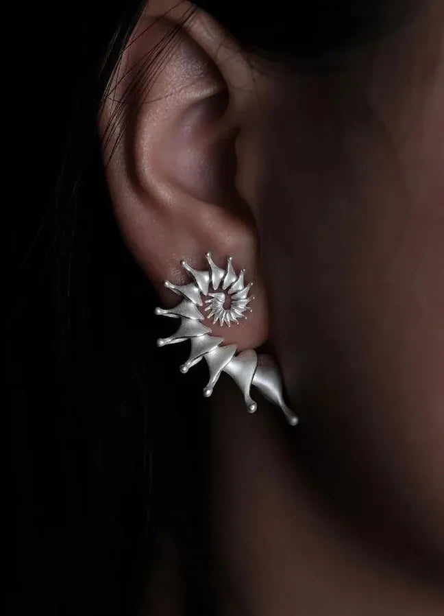 Conch Geometric Copper Stud Earrings Vintage Style for Men and Women Gift